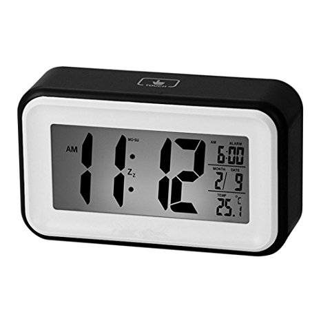 Smart Digital Morning Alarm Clock Soft Light Sensor Technology Home Electronics Date Temperature Display Waking Alarm Big LCD Screen Repeating Snooze Function