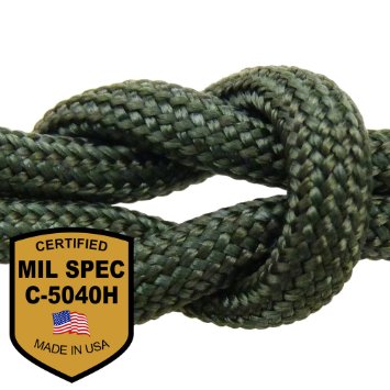 MilSpec Paracord / Parachute Cord. 8 or 11 Strand, 600 or 800 lb. Break Strength. Guaranteed Military Specification Compliant, 550 or 750 Survival Cord, Made in USA. 2 EBooks & Copy of MIL-C-5040H