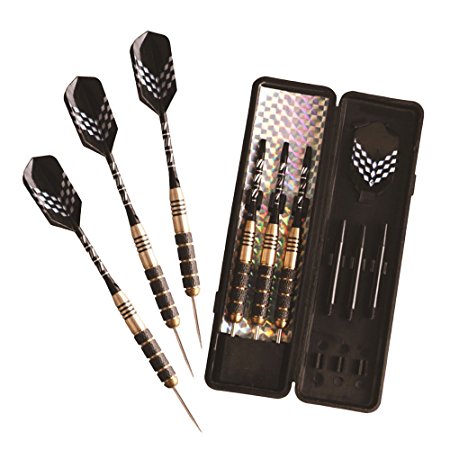 Steel Tip Darts (Set of 3) by Signature Sports – 23 Grams | Competition Grade Anodized Aluminum Shafts, Steel Barrels and Tips | Ultra Durable Slim Flight Darts | Premium Custom Case | SureGrip Technology (3 Pack)