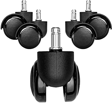 kwmobile Navaris Ruedas para Silla de Oficina de 11MM - Set de 5 Ruedas de 50MM de diámetro - Ruedas de Repuesto giratorias de plástico Duro - Negro