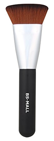 BS-MALL(TM) Fullsize Flat Synthetic Contour Foundation Brush Cosmetics Makeup Brushes (Black Silver)