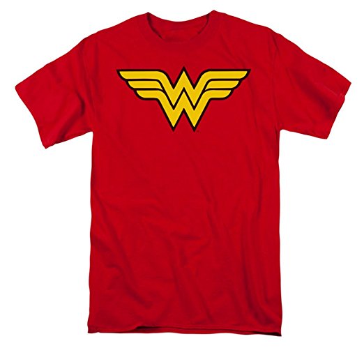 Wonder Woman Classic Logo Symbol Tee (Medium, Red)