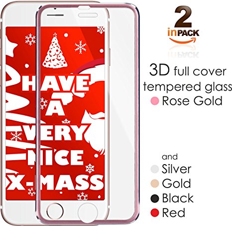 iPhone 8 Plus / 7 Plus / 6 Plus 3D Screen Protector Glass with Titanum Edge Rose Gold Full Cover [2-Pack] 5.5" by miaim