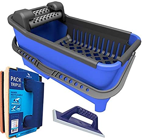 Peygran Grouting KIT: Grouting Bucket 20L Equipped with a Roller System That Ensures a Maximum and More Efficient Drainage with Grout Float and Pro Sponge Float Triple Pack