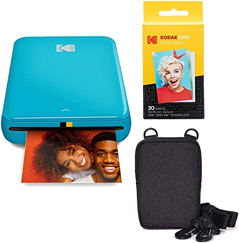 KODAK Step Instant Photo Printer with Bluetooth/NFC, Zink Technology & KODAK App for iOS & Android (Blue) Go Bundle