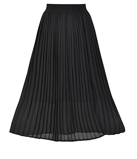 Howriis Women's Summer Chiffon Pleated A-line Midi Skirt Dress