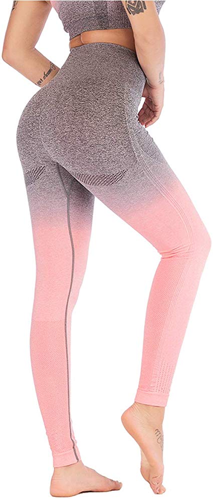Leoyee Seamless Gym Leggings Power Stretch High Waisted Yoga Pants for Women Running Workout Tights Leggings