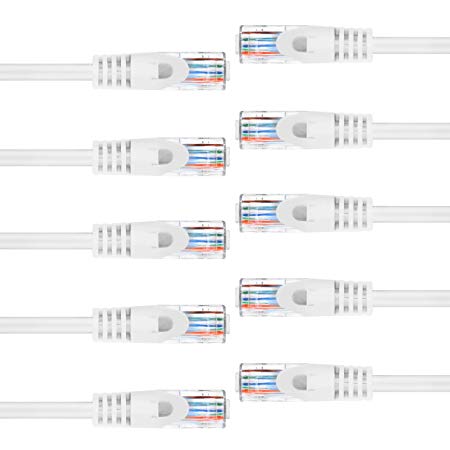 GearIT 10-Pack Cat6 Patch Cable 3 Feet Cat 6 Ethernet Cable Snagless Flexible Soft Tab - Preimum Series - White