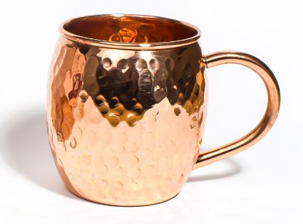 Inspired Basics Solid Copper Moscow Mule No Tin or Nickel Lining Mug Hammered Type Copper Mug 16 Oz Capacity