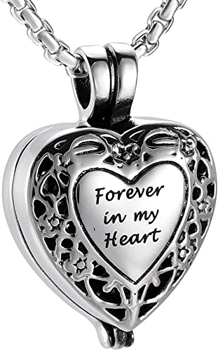 Heart Cremation Locket Necklace Hold Pet/Loved Ones Ashes for Women Men Memorial Pendant Inside Gold Tube Urn Jewelry