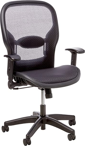 Space Seating 23 Series Professional Dark Air Grid Seat and Back Manager’s Office Chair with Adjustable Lumbar Support and Padded Arms, Black