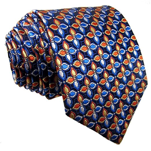 Shlax & Wing Extra Long Size Necktie Men's Tie Blue Orange Floral New Design