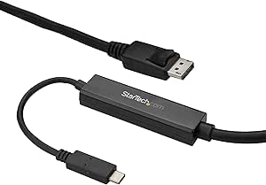 StarTech.com 9.8ft/3m USB C to DisplayPort 1.2 Cable 4K 60Hz - USB-C to DisplayPort Adapter Cable - HBR2 USB Type-C DP Alt Mode to DP Monitor Video Cable - Works w/ Thunderbolt 3 - Black (CDP2DPMM3MB)