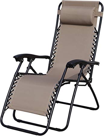 Grand patio Premium Infinity Zero Gravity Chair, Weather Resistant Patio Lounge Chairs, Super Durable Reclining Patio Chair with Cup Holder, Beige