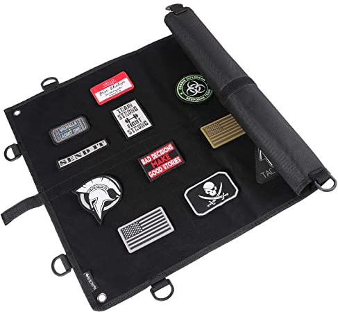 14er Tactical Morale Patch Panel | Large 24” x 18” Hook & Loop Surface & Ballistic Backing w 360-deg D-Rings & Strong Wrap-Strap | Perfect Display for Safe, Wall, Board, Case, Frame (Black)