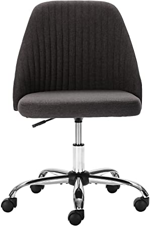 Home Office Chair, Mid-Back Armless Twill Fabric Adjustable Swivel Task Chair for Small Space, Living Room, Make-up, Studying