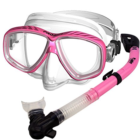 PROMATE Snorkeling Scuba Dive DRY Snorkel PURGE Mask Gear Set