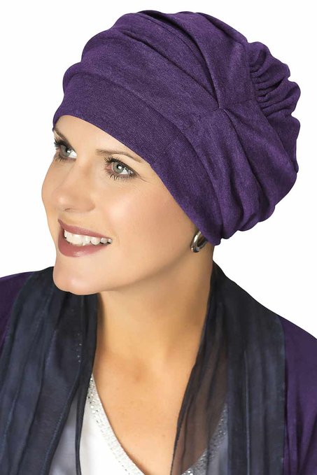 100% Cotton Trinity Turban - 3 Looks in One! Slouchy Chemo Hats for Cancer Patients