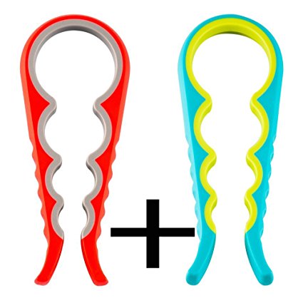 Set of 2 Jar Opener - Lifetime Replacement Warranty - Rated No.1 Kitchen Grippers To Remove Stubborn Lids, Caps and Bottles - Designed For Small Hands, Seniors or Anyone Who Suffers From Arthritis