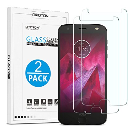 OMOTON Moto Z2 Force Screen Protector [2 PACK]- [9H Hardness] [Crystal Clear] [Bubble Free] Tempered Glass Screen Protector for Motorola Moto Z2 Force Edition/Moto Z Force (2nd Generation)