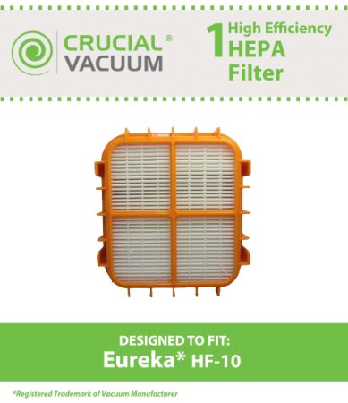 Eureka HF10 HEPA Filter Fits Eureka HF10 HF-10 Upright Vacuum Cleaner Compare to Eureka part  63347 Upright Boss Capture Pet Lover Vacuum cleaners 63347A 633489 67810-2 H14017 63358 Designed and Engineered By Crucial Vacuum