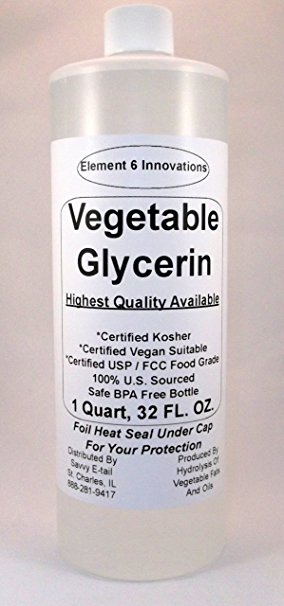 Glycerin Vegetable Kosher USP-Highest Quality Available-1 Quart (32 Fluid Ounces)-From Element Six