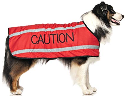 Dexil Limited Caution Red S-M M-L L-XL Warm Dog Coats Waterproof Reflective Fleece Lined (Do Not Approach) Prevents Accidents by Warning Others of Your Dog in Advance
