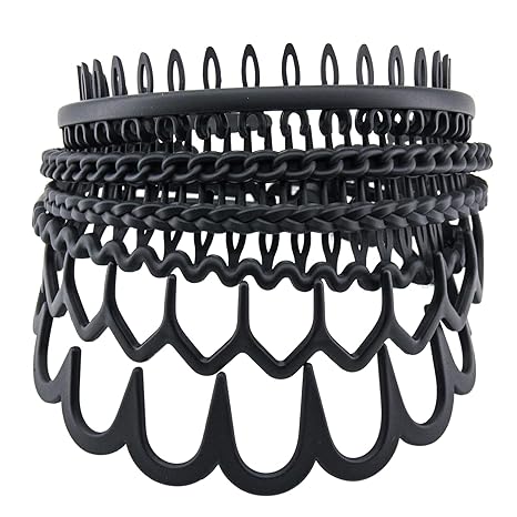 Yeshan Plastic Headbands with Teeth Comb Black Zig Zag Sharks Tooth Headbands No Slip Hair Bands for Women Men Teen Girls,Pack of 6
