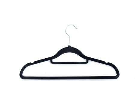 50-Pack Suit Hangers with Tie Bar, Heavy Duty Ultra Thin Non-Slip, Black Velvet Closet Hangers