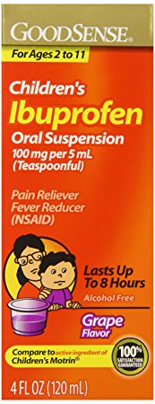 GoodSense Children's Ibuprofen Pain Reliever/Fever Reducer Oral Suspension, Grape, 4 Fluid Ounce