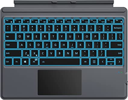 MoKo Type Cover Fit Microsoft Surface Pro 9 & Pro 9 5G 13" 2022/Pro 8/Pro X, Ultra-Slim Wireless Bluetooth Tablet Keyboard with Trackpad, 7-Color LED Backlit, Built-in Rechargeable Battery, Dark Gray