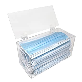 Essentially Yours Face Mask Dispensor | Acrylic Mask Box with Cover for Storing and Dispensing Personal Face Masks (Clear)