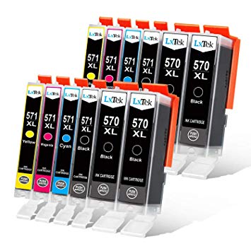 12 LxTek PGI-570XL CLI-571XL Compatible Ink Cartridges for Canon PGI-570 CLI-571 570XL 571XL for Canon PIXMA TS5050 MG5750 TS5051 MG6851 MG6850 MG5700 MG5751 MG5753 MG6852 TS6050 TS5053