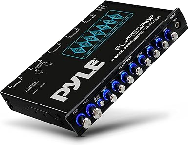 Pyle 7 Band Parametric Equalizer - 7 Volt RMS Pre-Amp Output with Subwoofer Gain Control, and 3 Input Sources Selectable, Blue Light Illumination