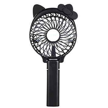 JHM Usb Handheld Fan Mini Hand Fan Portable Outdoor Electric Fan Battery Operated Cooling Fan Personal Fan Foldable Desktop Fan for Home and Travel (Black/ cat ears)
