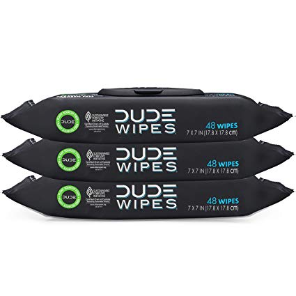 Dude Wipes Flushable Wet Wipes Dispenser (3 Packs 48 Wipes), Unscented Wet Wipes with Vitamin-E & Aloe for at-Home Use, Septic and Sewer Safe