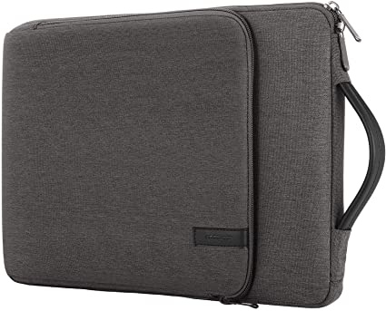 MoKo 15.6 Inch Laptop Sleeve Fits MacBook Pro M1 Pro/M1 Max 16.2 2021 MacBook Pro 16”/15.4", Surface Book 15”, Chromebook, Protective Computer Carrying Bag Handle Pouch with Pocket, Black & Gray