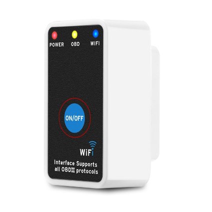 OBD2 Scanner Foseal Super Mini Car Code Reader WiFi OBD 2 Wireless OBD2 Adapter OBDII Scan Tool Engine Light Check OBD iPhone Diagnostic Tool With Power Switch ON/OFF for iOS & Android