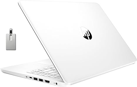 HP Stream 14" HD BrightView Laptop, Intel Celeron N4120, 4GB RAM, 64GB Storage, Intel HD Graphics, 720p Webcam, 1 Year Office 365, White, Win 11 S, 32GB Hotface USB Card