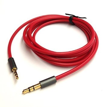 Red 9ft Gold Plated Design 35mm Male to 25mm Male Car Auxiliary Audio cable Cord headphone connect cable for Apple Android Smartphone Tablet and MP3 Player