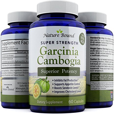 Pure Garcinia Cambogia Extract – Dietary Supplement for Weight Loss - Fat Burning Pills for Women and Men – Antioxidant Blend for Increased Immunity – Cleanse and Detox by Nature Bound - 60 Capsules