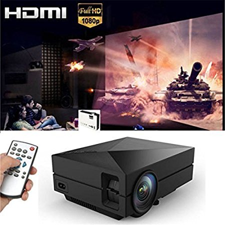 Tronfy®Xmas Big Discount Black Super Bright 1000:1 HD 1080P Mini LED LCD Projector Portable Support AV/SD/USB/HDMI/VGA - G60 Home Cinema Theater Interface Video Games Movie
