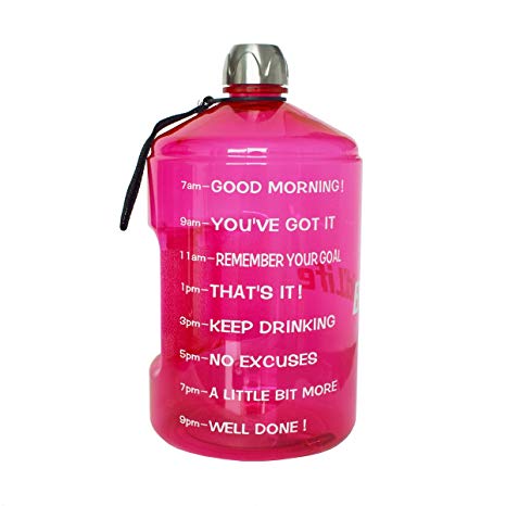 BuildLife 1 Gallon Water Bottle Motivational Fitness Workout with Time Marker |Drink More Water Daily | Clear BPA-Free | Large 128 Ounce/73OZ/43OZ of Water Throughout The Day