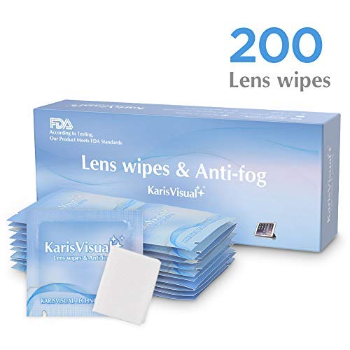 Lens Cleaning Wipes Antifog Pre-moistened with Non-Scratching Microfiber Suitable for Eyeglasses Mobilephone Tablets Camera Goggles 200 Individually Wrapped