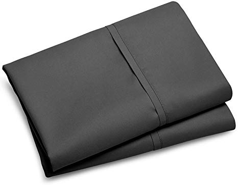 Lukeville Luxury Linen 800 Thread Count Pillowcase Set of 2 100% Cotton Pillowcover 4 Inch Top Hem Long Staple Cotton Pillow Cover,Sateen Finish,Soft,Breathable Charcoal Grey King Size (20 X 40)