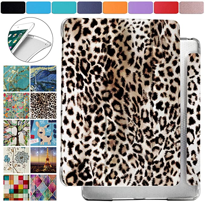 DuraSafe Cases for iPad PRO 9.7 Inch 2016 Protective Durable Shock Proof Cover with Supportive Dual Angle Stand & Honeycomb Pattern Clear Back - Leopard