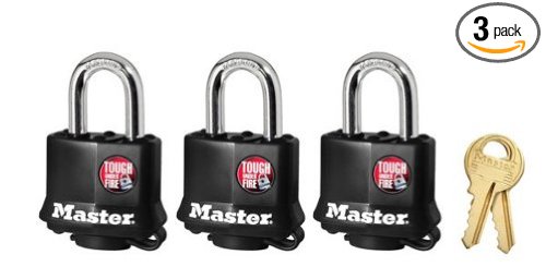 Master Lock 311TRI Keyed Alike Laminated Steel Padlock , 3-Pack
