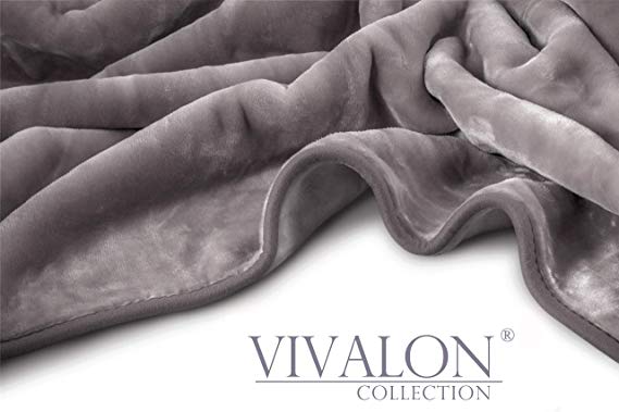 Vivalon Solid Color Ultra Silky Soft Heavy Duty Quality Korean Mink Reversible Blanket 9 lbs King Shark Grey