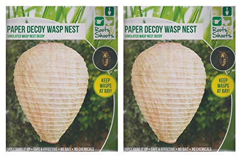 Roots & Shoots 2 X Large Paper Hanging Garden Decoy Wasp Nest Keeps Wasps At Bay Wasp Deterrent