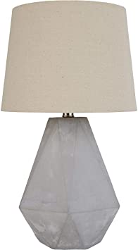 Rivet Mid Century Modern Diamond Cut Concrete Bedside Table Desk Lamp With Light Bulb - 20 Inches